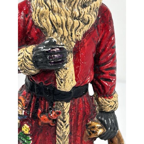 Vtg 8.5" Plastic Santa Claus W/Toy Sack Blow Mold Tabletop Ornament Rosy Cheeks - Picture 9 of 9
